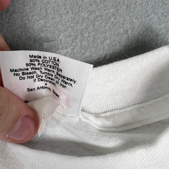 VTG Blank Plain White T Shirt Fits M Sunbelt Long Sleeve 80s Single Stitch USA - Picture 4 of 7